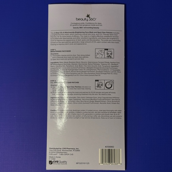 (Set of 5)Beauty 360 2-Step CO2 & Niacinimide Brightening Skincare Masks - Picture 3 of 3